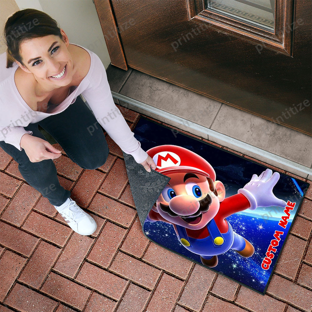 Personalized Custom Name Super Mario Bros Galaxy Doormat