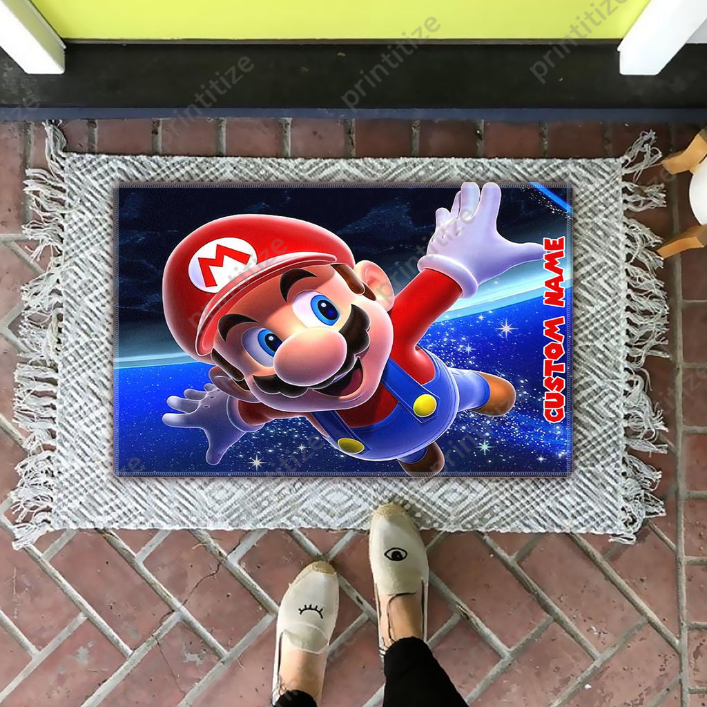 Personalized Custom Name Super Mario Bros Galaxy Doormat
