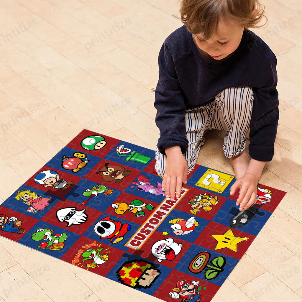 Personalized Custom Name Super Mario Gaming Puzzle