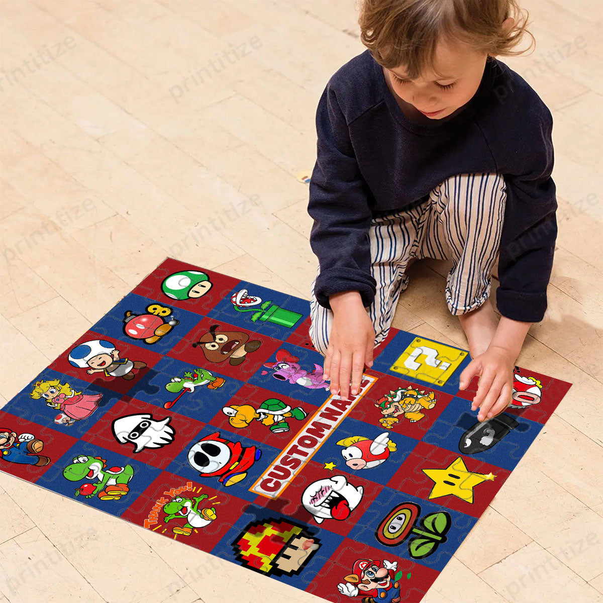 Personalized Custom Name Super Mario Gaming Puzzle