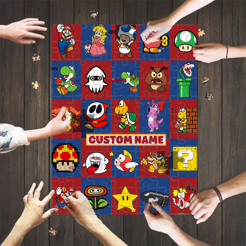 Personalized Custom Name Super Mario Gaming Puzzle