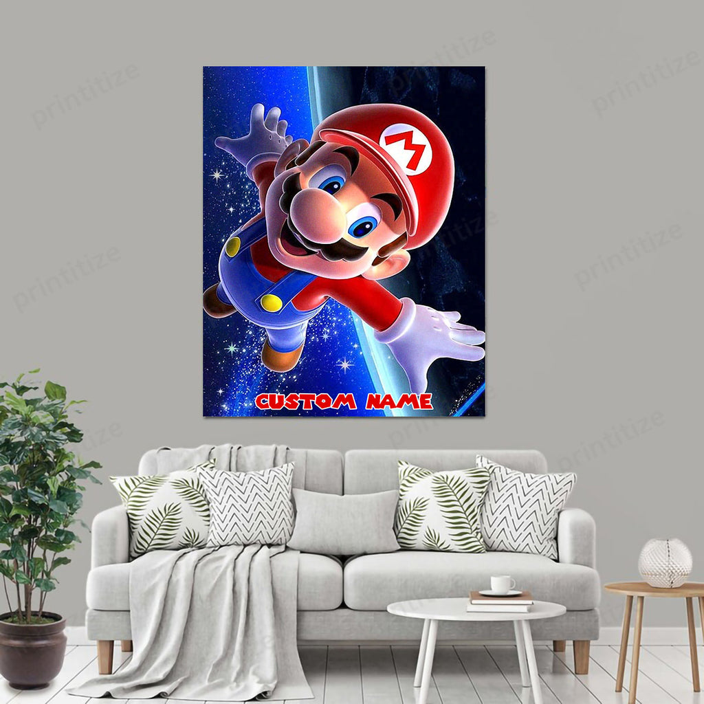 Personalized Custom Name Super Mario Bros Galaxy Portrait Canvas