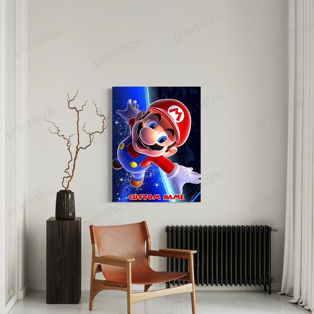Personalized Custom Name Super Mario Bros Galaxy Portrait Canvas