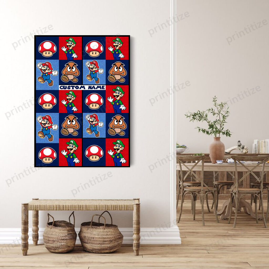 Personalized Custom Name Nintendo Super Mario Portrait Canvas