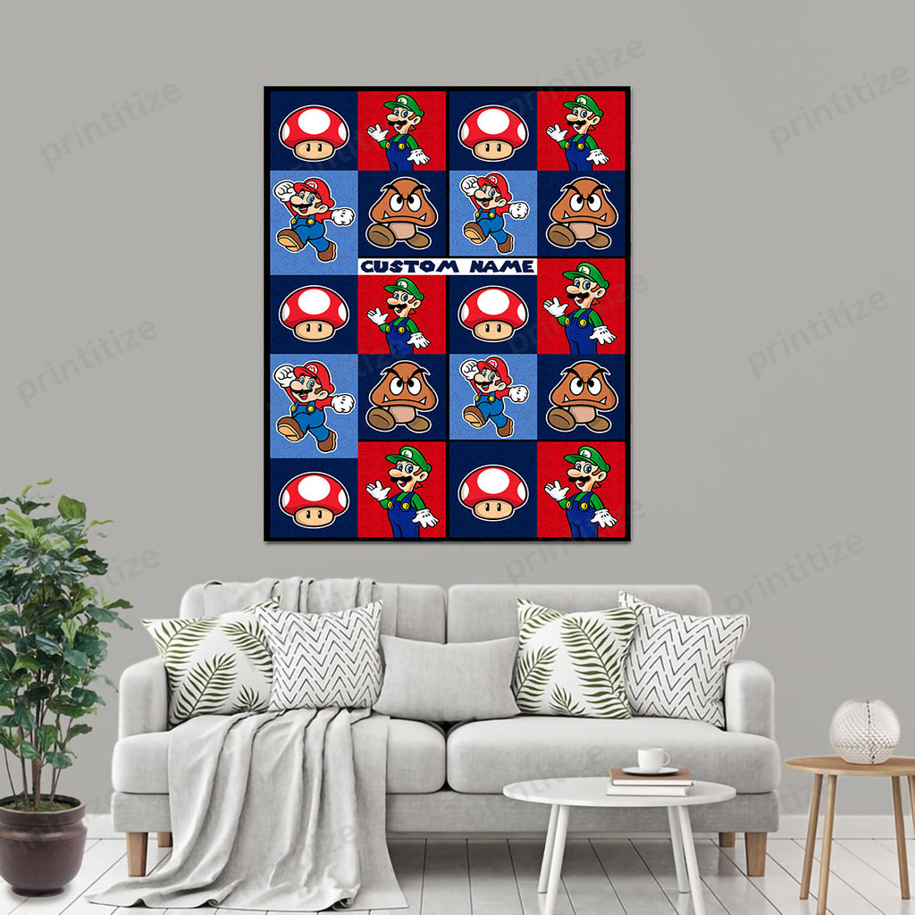 Personalized Custom Name Nintendo Super Mario Portrait Canvas