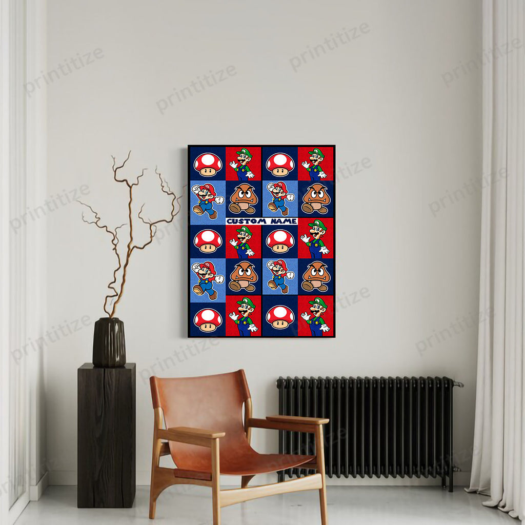 Personalized Custom Name Nintendo Super Mario Portrait Canvas