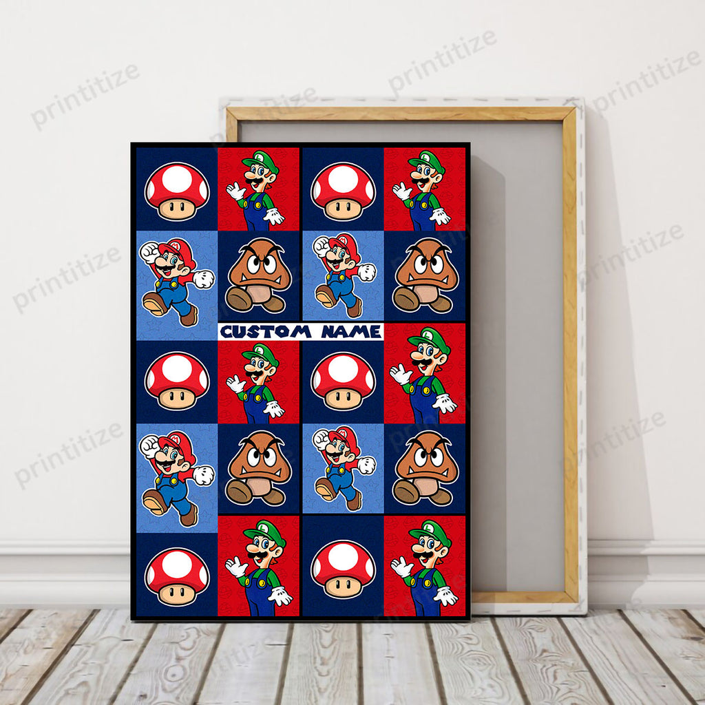 Personalized Custom Name Nintendo Super Mario Portrait Canvas