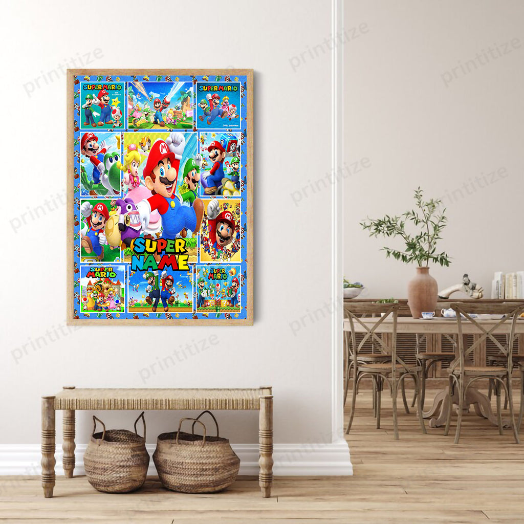 Personalized Custom Name Super Mario Bros Portrait Canvas