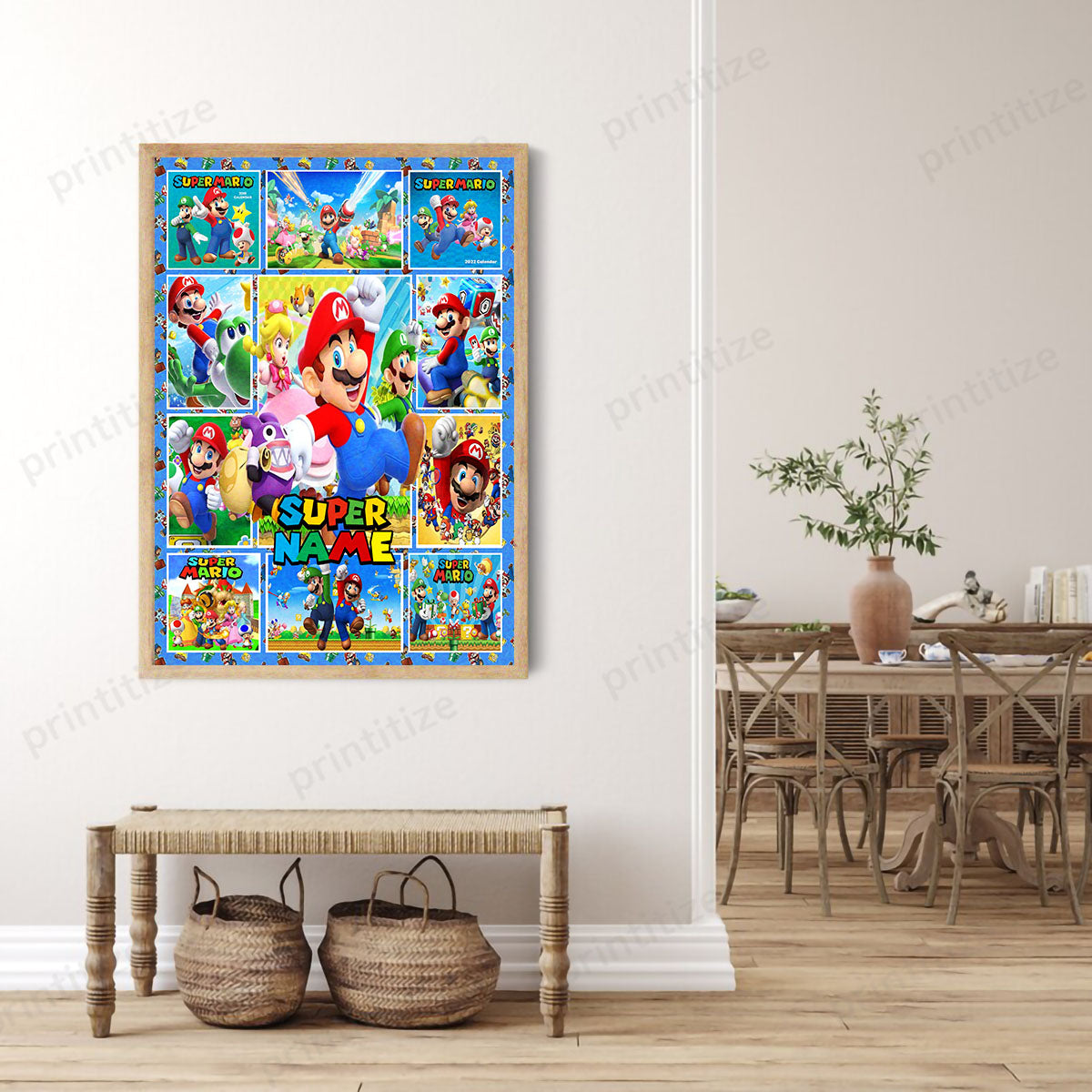 Personalized Custom Name Super Mario Bros Portrait Canvas