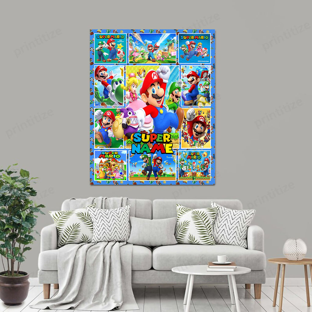 Personalized Custom Name Super Mario Bros Portrait Canvas