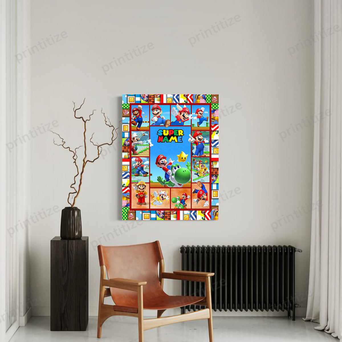 Personalized Custom Name Super Mario Portrait Canvas