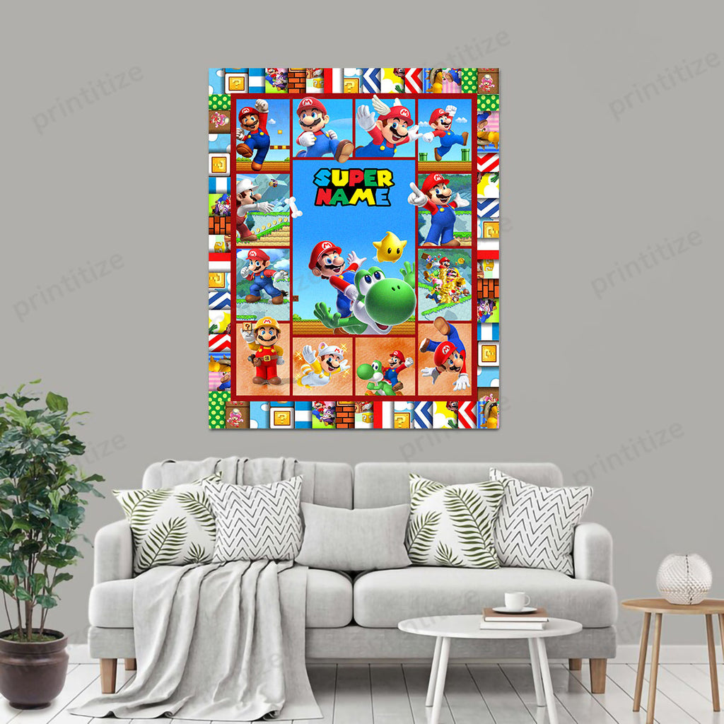 Personalized Custom Name Super Mario Portrait Canvas