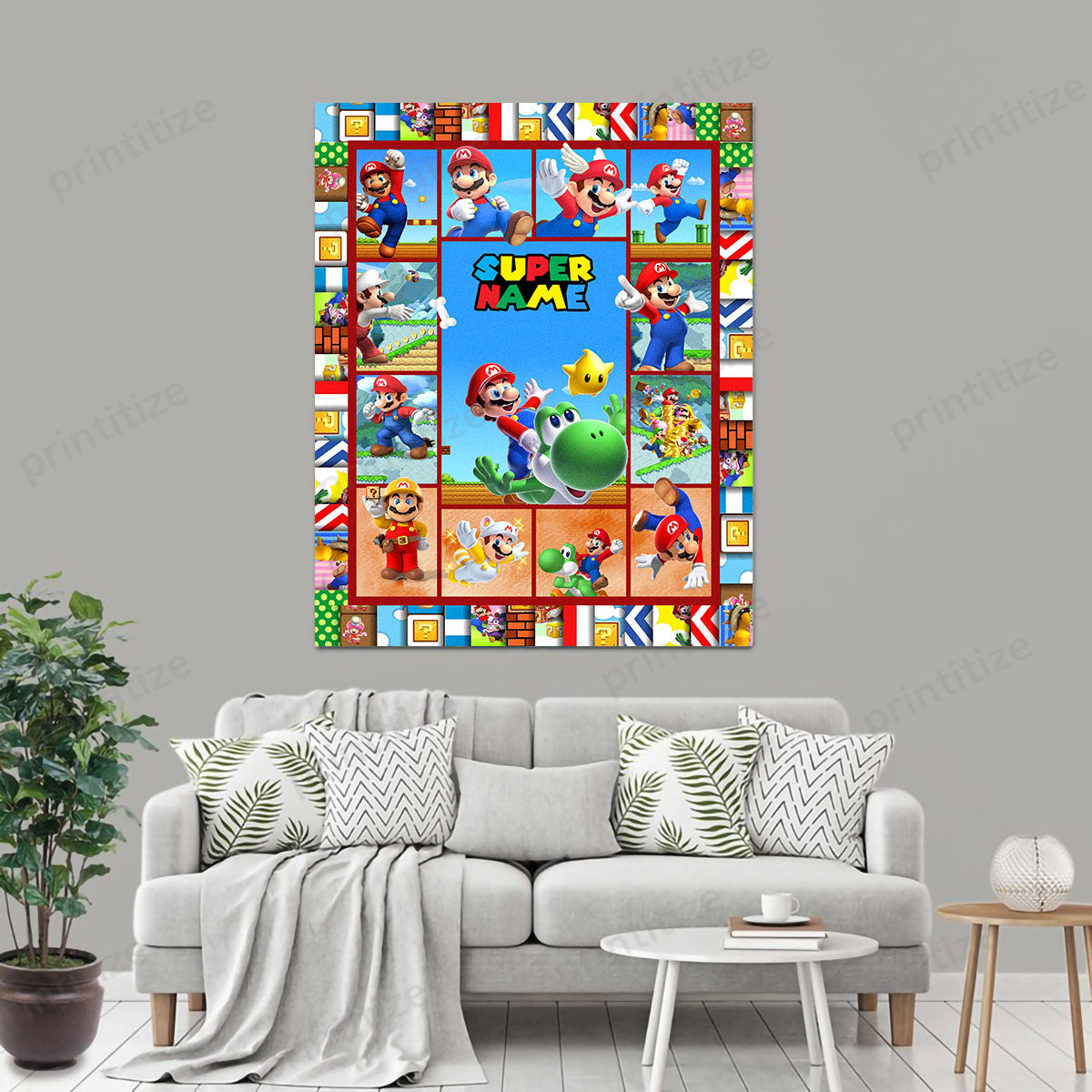 Personalized Custom Name Super Mario Portrait Canvas