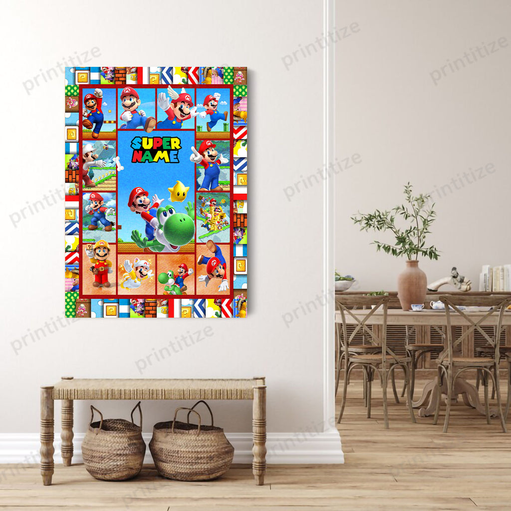 Personalized Custom Name Super Mario Portrait Canvas