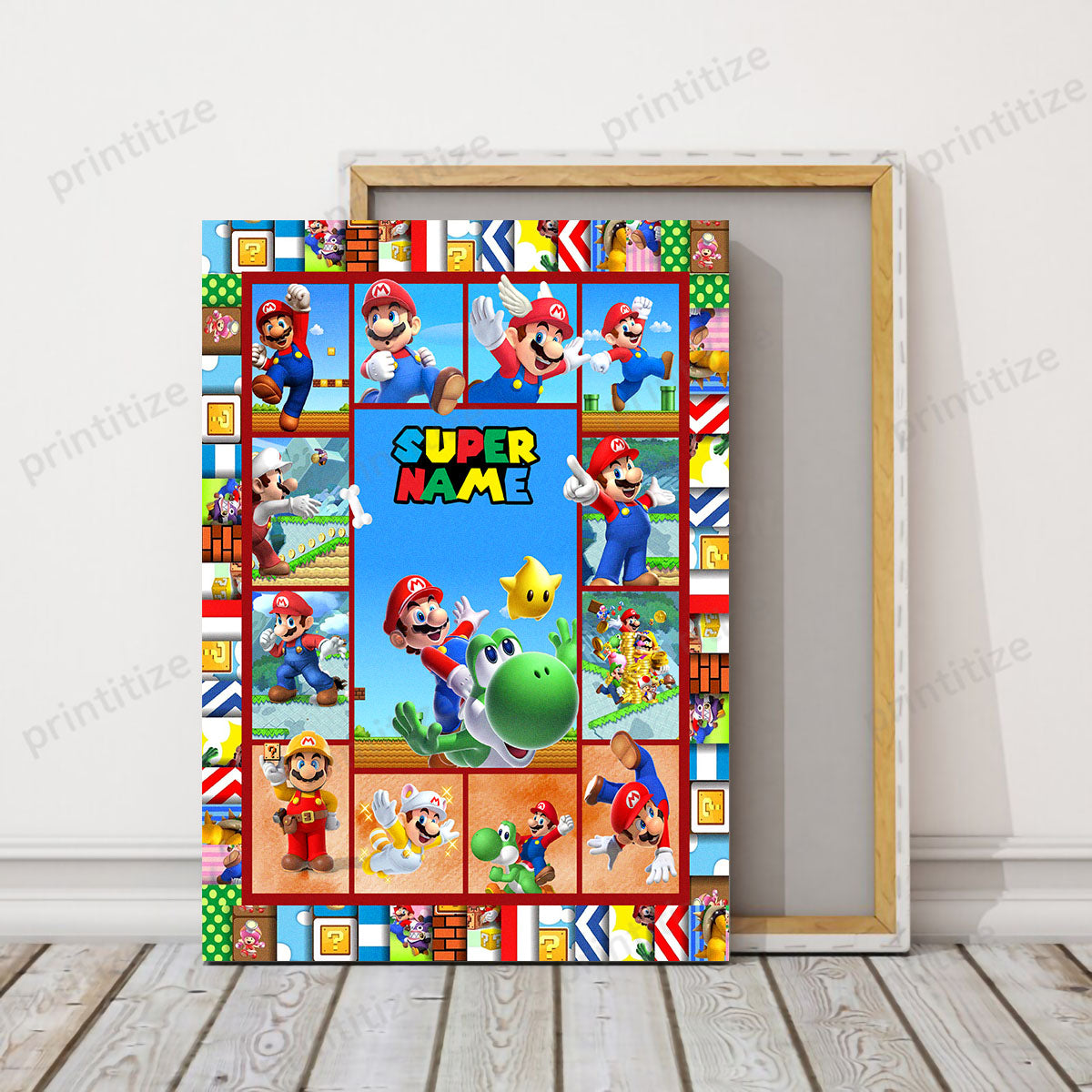 Personalized Custom Name Super Mario Portrait Canvas
