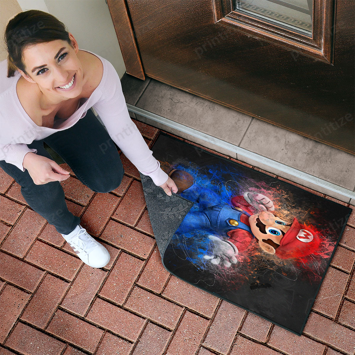 Super Mario Bross Mock Jigsaw Doormat