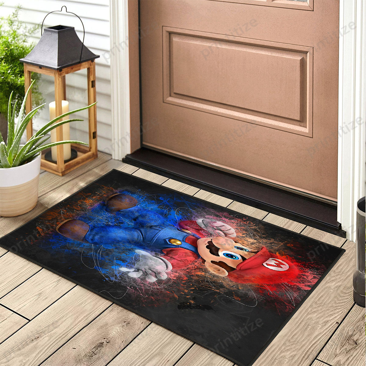 Super Mario Bross Mock Jigsaw Doormat