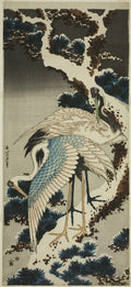 Cranes on snow-covered pine — Blanket