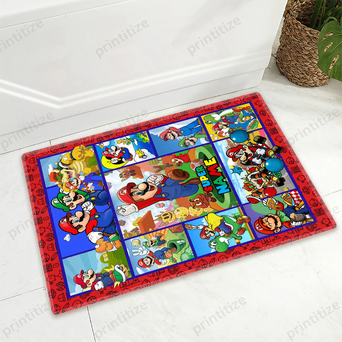 Personalized Custom Name Super Mario Gaming Doormat