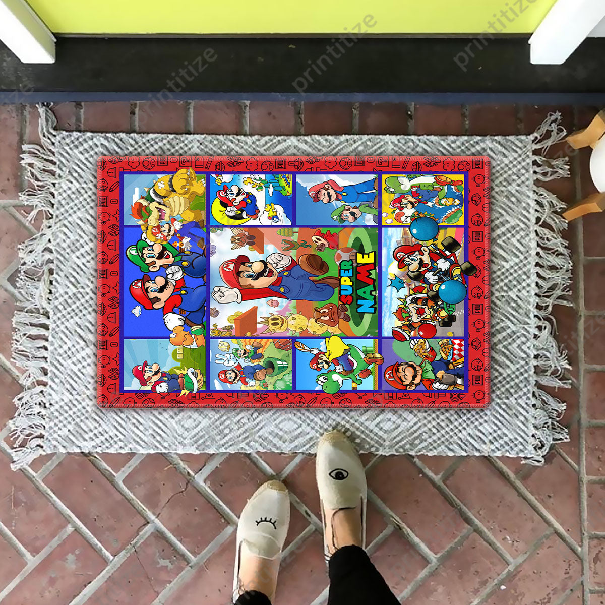 Personalized Custom Name Super Mario Gaming Doormat