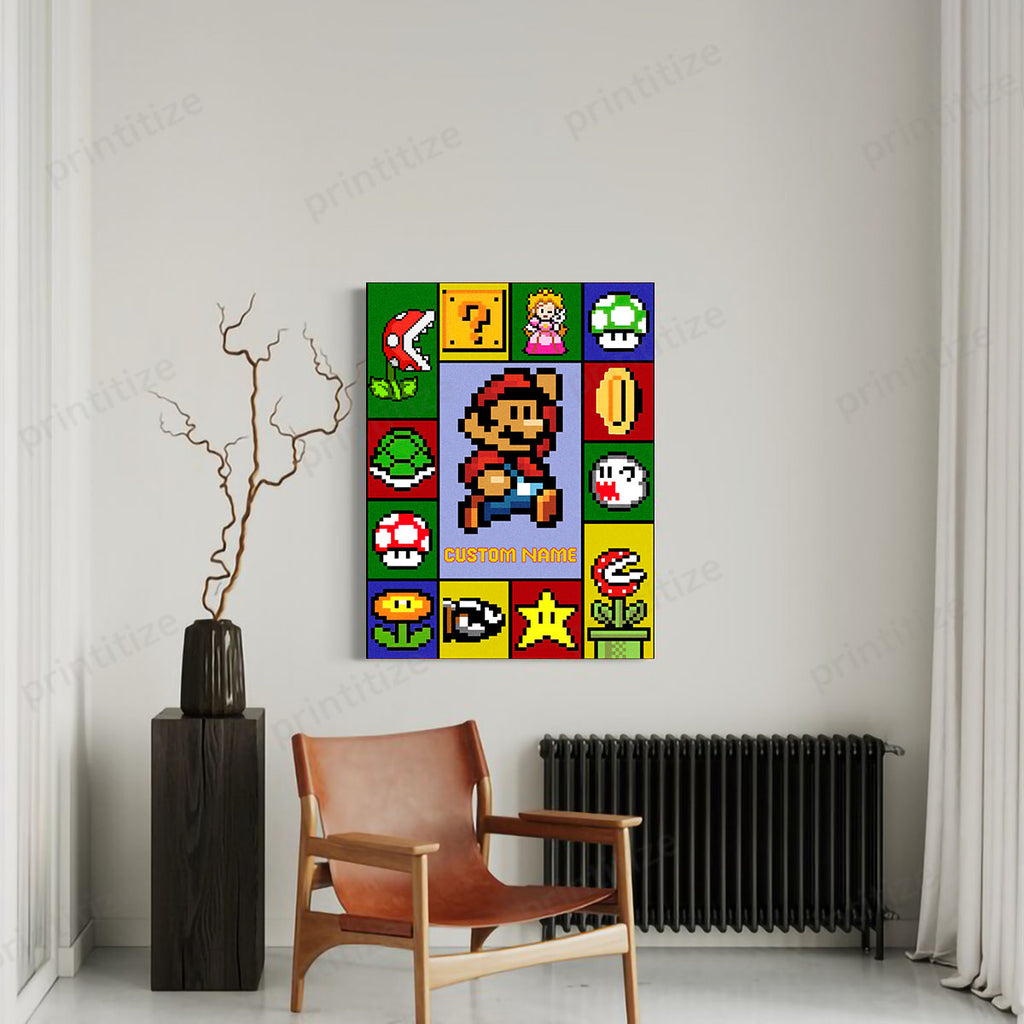 Personalized Custom Name Super Mario Gaming Portrait Canvas