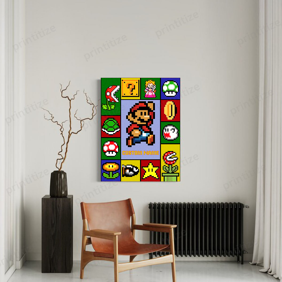 Personalized Custom Name Super Mario Gaming Portrait Canvas