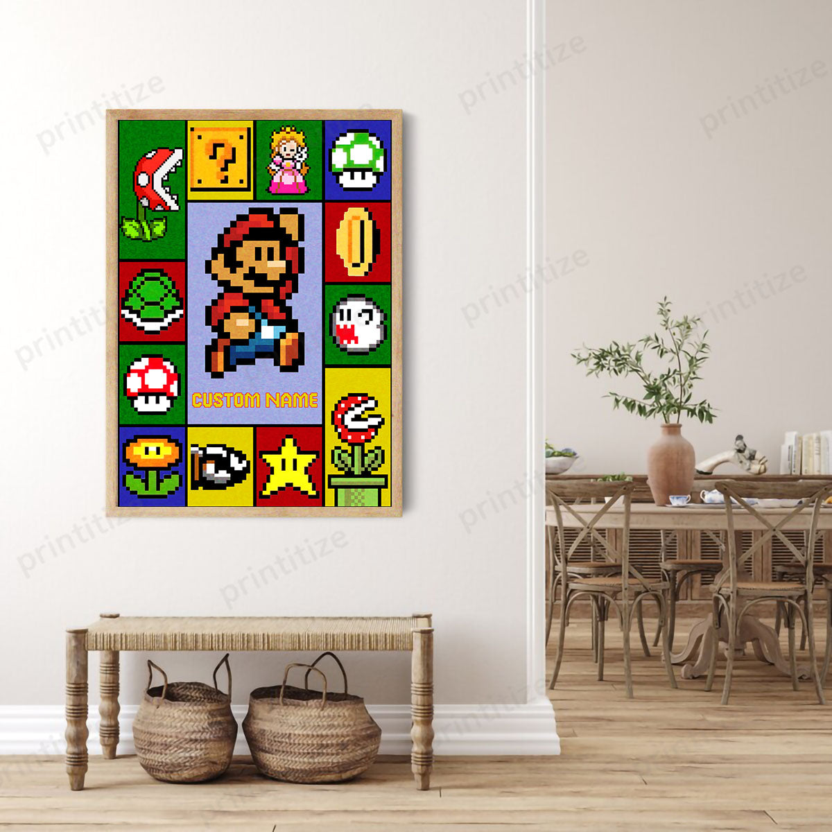 Personalized Custom Name Super Mario Gaming Portrait Canvas