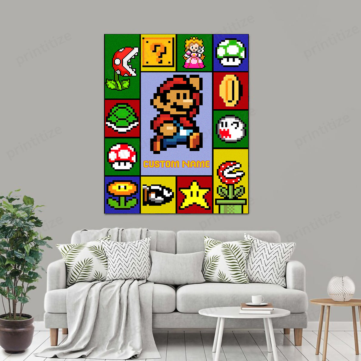 Personalized Custom Name Super Mario Gaming Portrait Canvas