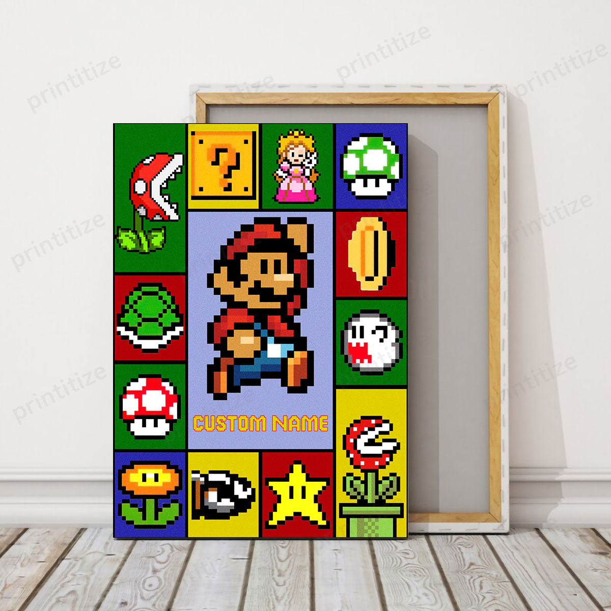 Personalized Custom Name Super Mario Gaming Portrait Canvas