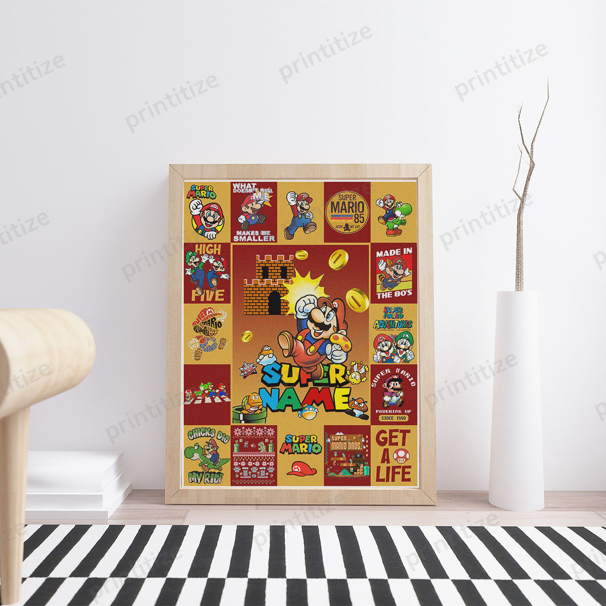 Personalized Custom Name Super Mario Gaming Portrait Poster