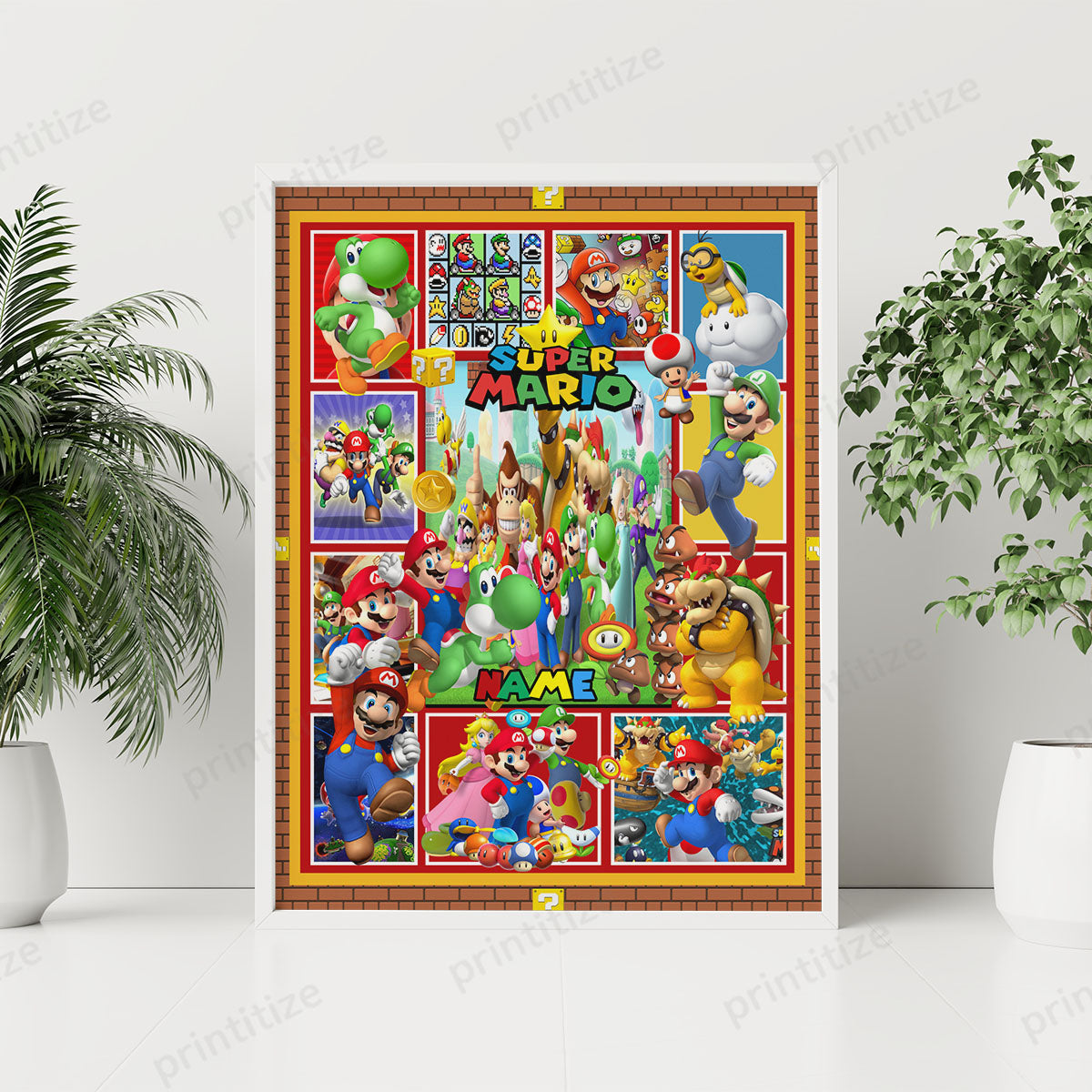 Personalized Custom Name Super Mario Portrait Poster