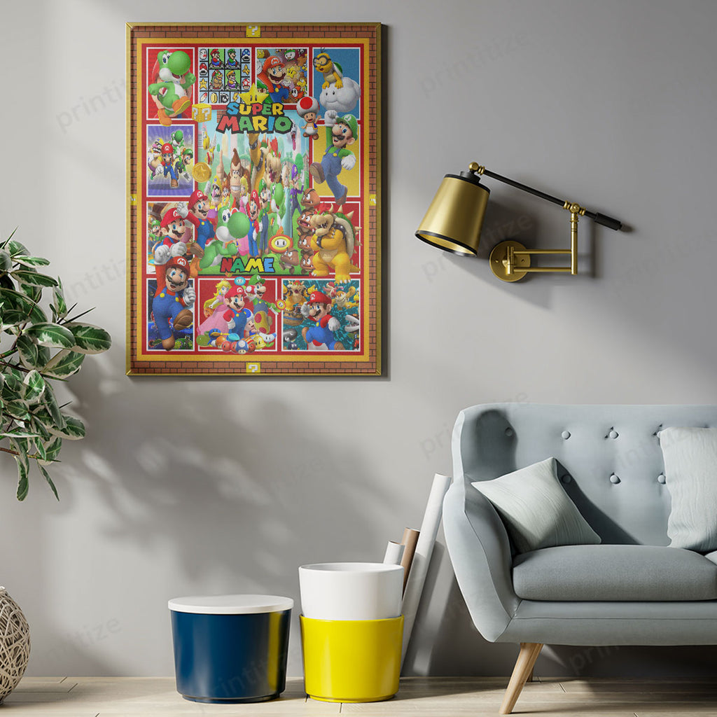 Personalized Custom Name Super Mario Portrait Poster