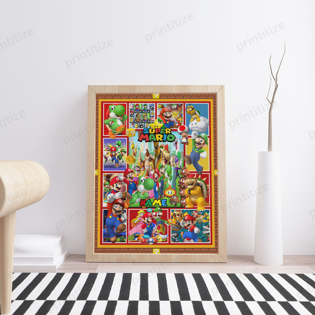 Personalized Custom Name Super Mario Portrait Poster