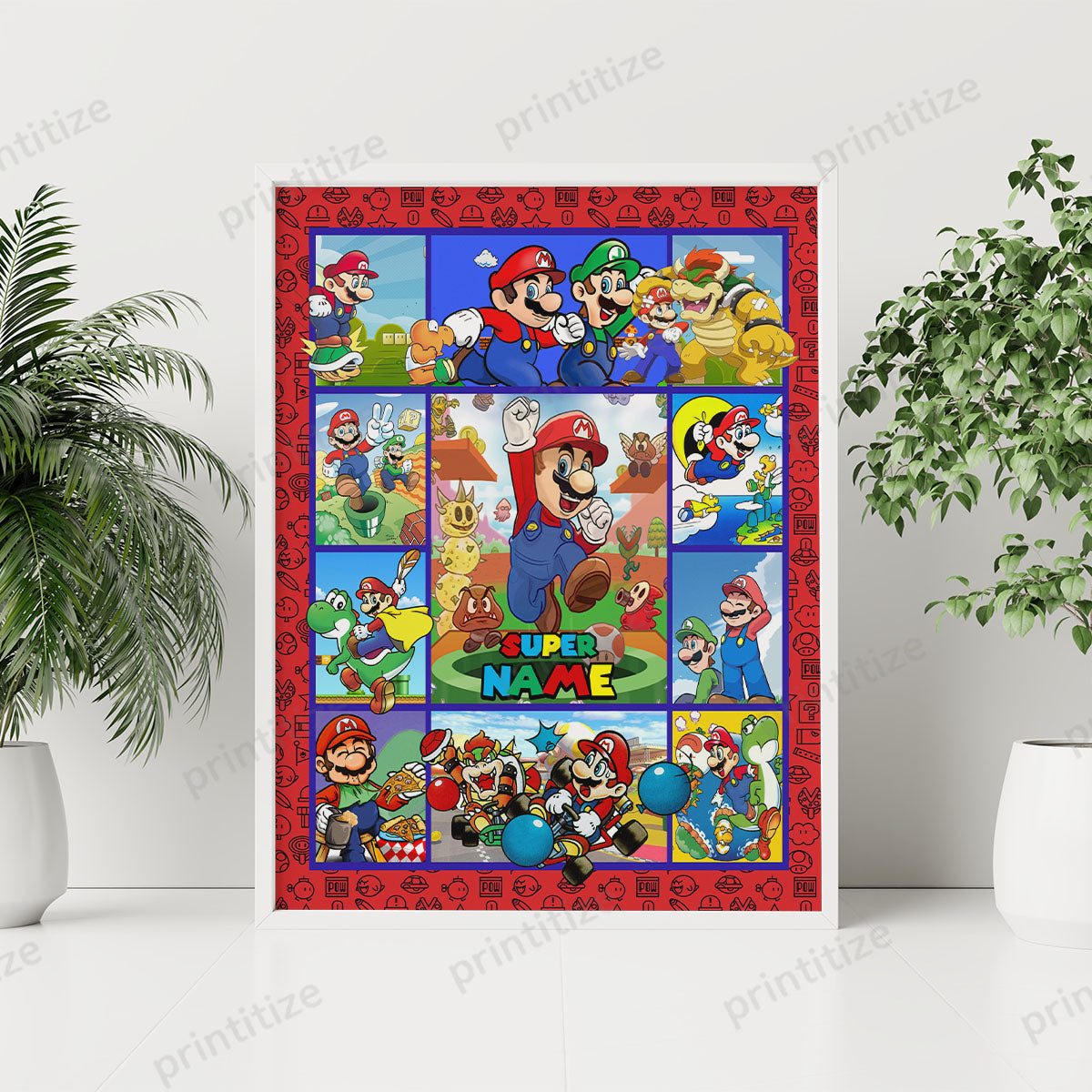 Personalized Custom Name Super Mario Gaming Portrait Poster