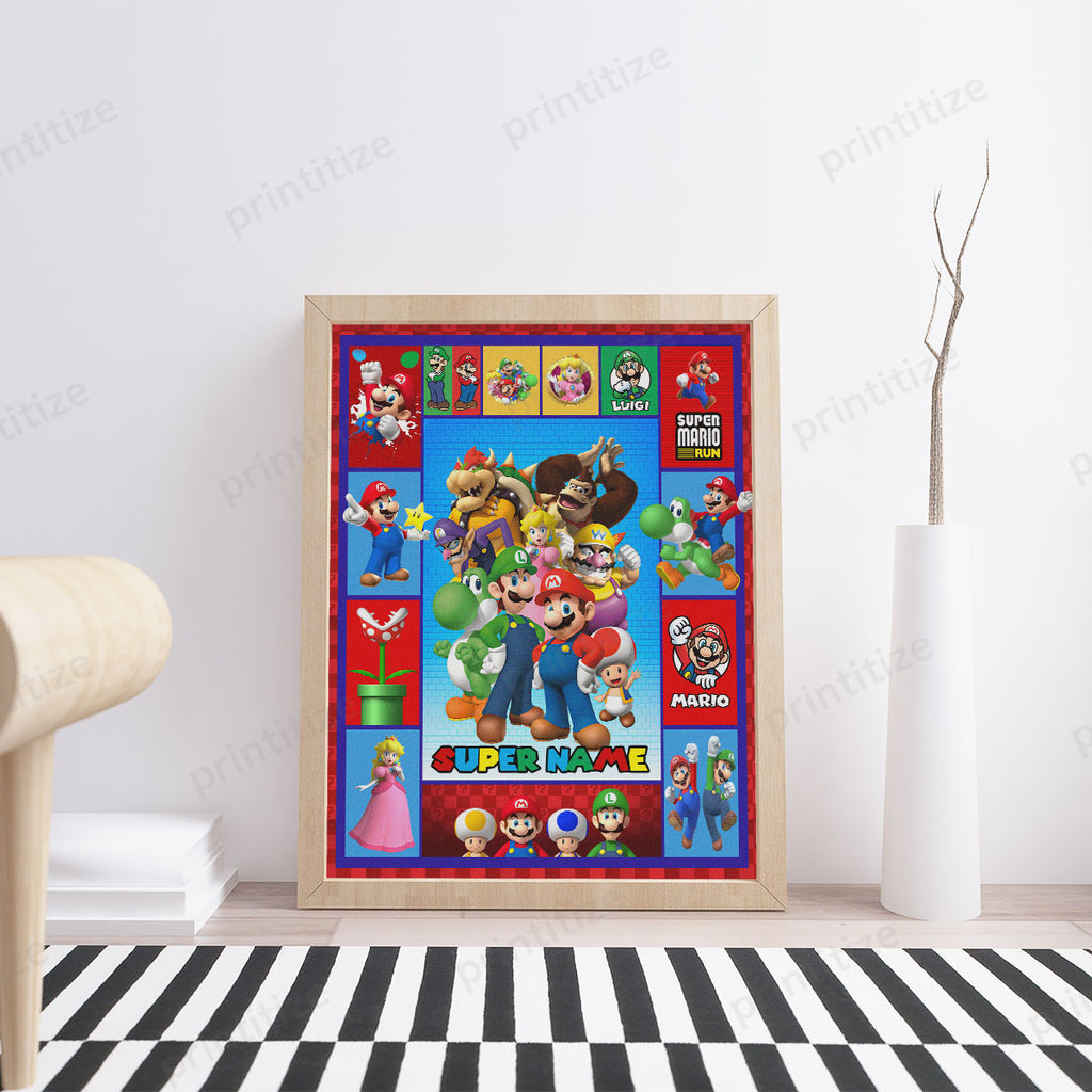 Personalized Custom Name Super Mario Gaming Portrait Poster