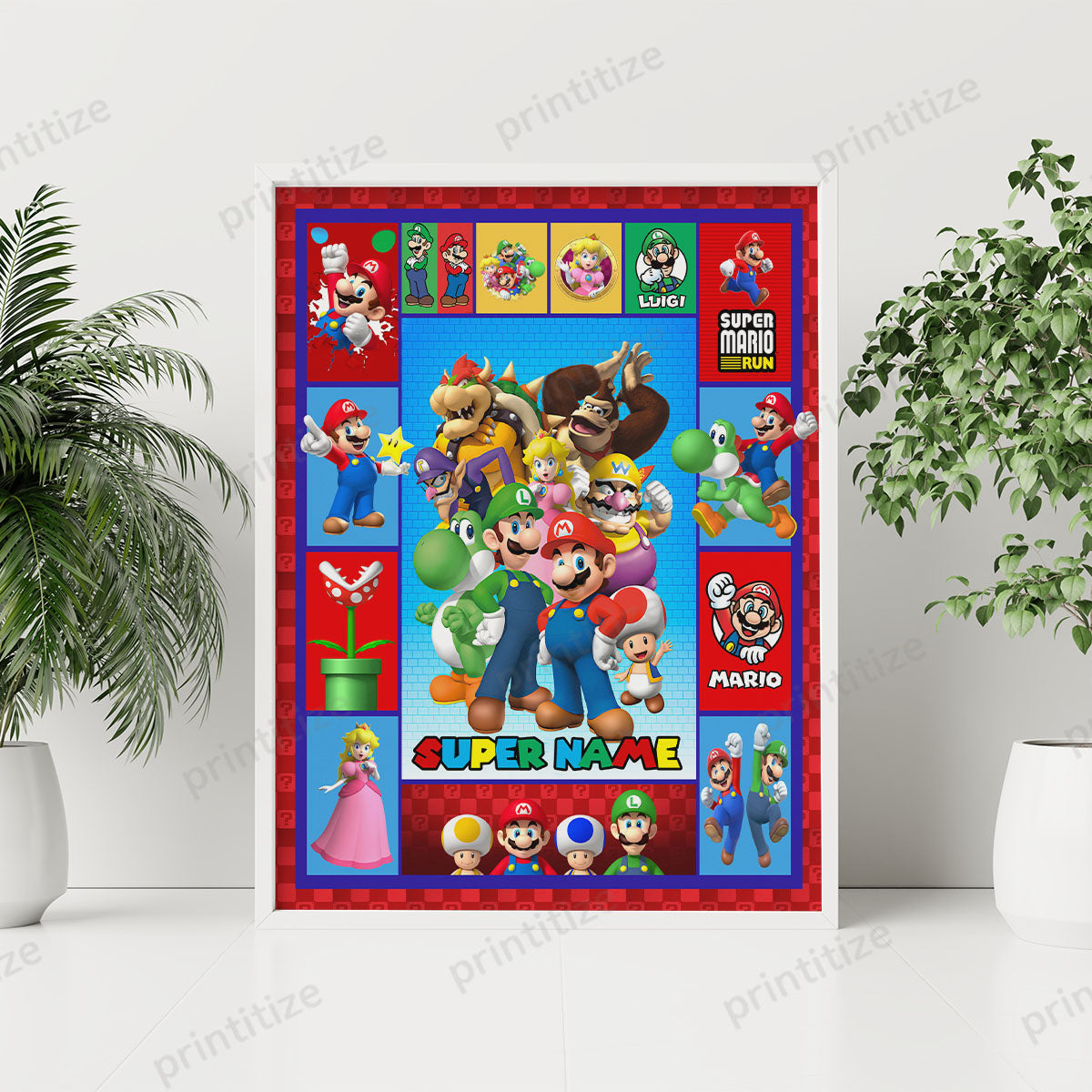 Personalized Custom Name Super Mario Gaming Portrait Poster