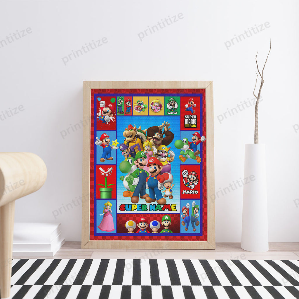 Personalized Custom Name Super Mario Gaming Portrait Poster
