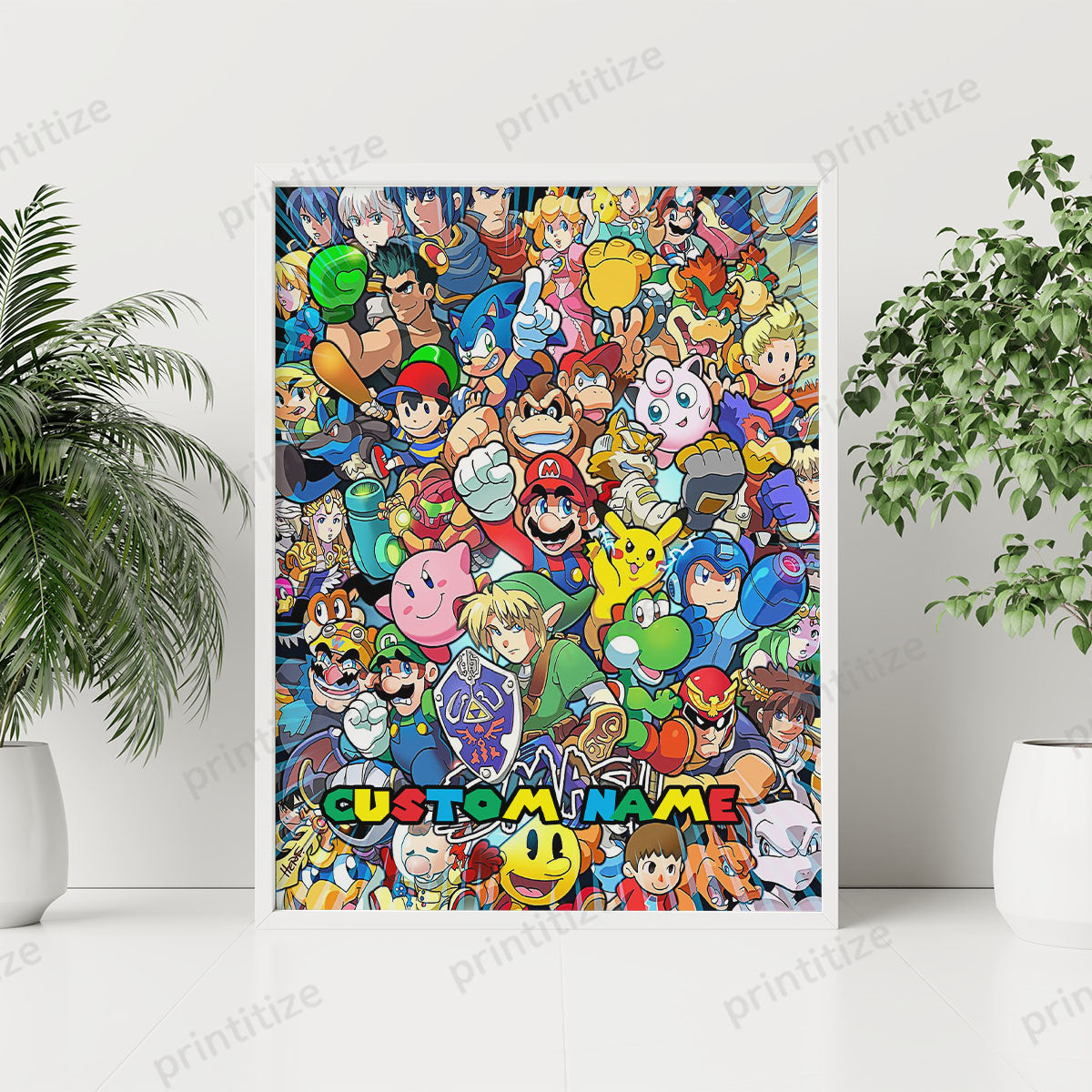 Personalized Custom Name Super Mario Smash Bros Characters Portrait Poster