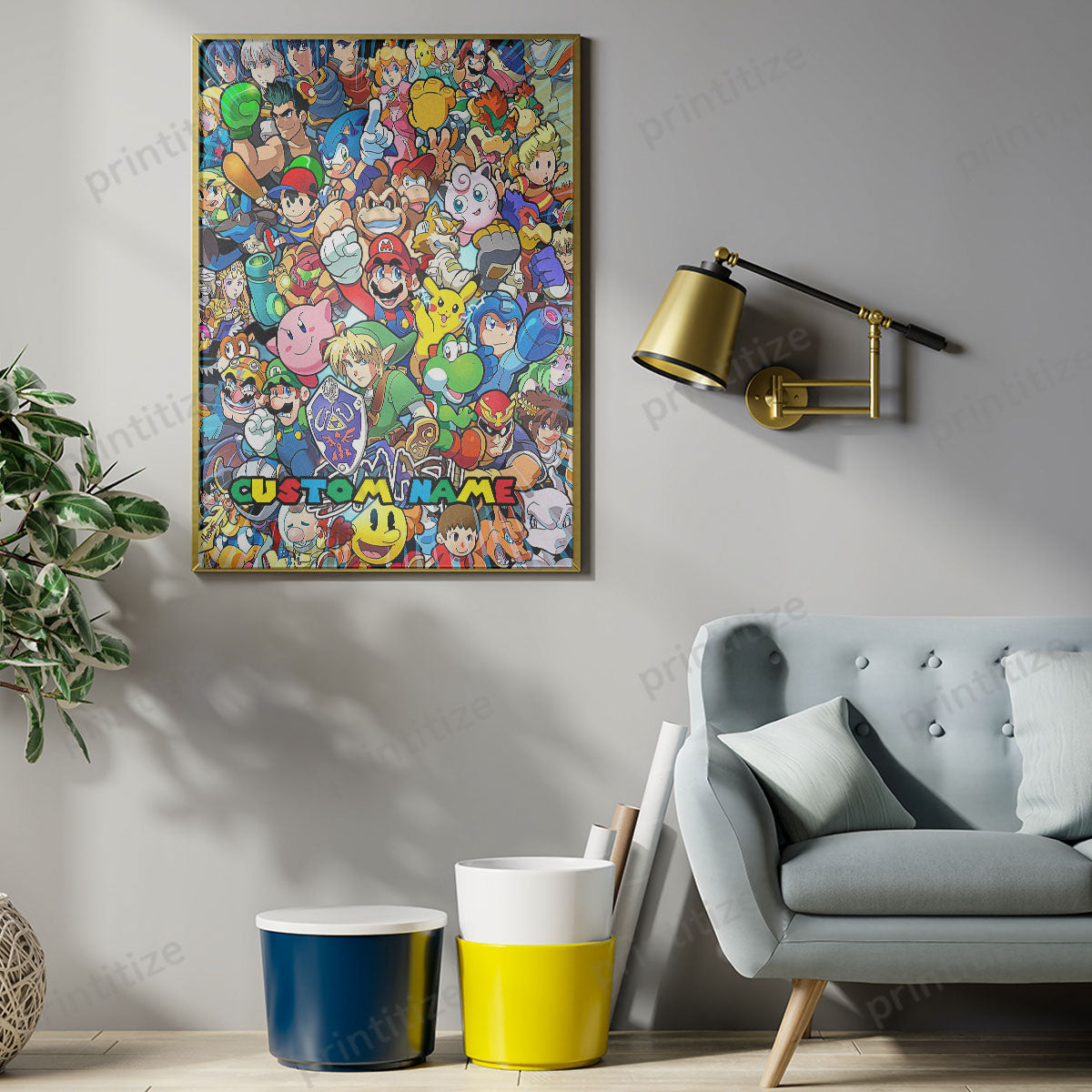 Personalized Custom Name Super Mario Smash Bros Characters Portrait Poster