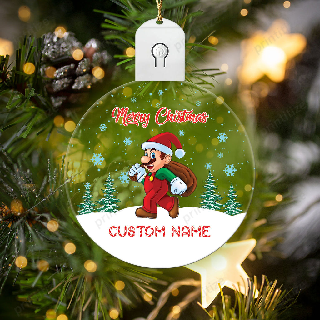Personalized Custom Name Super Mario Christmas Led Acrylic Ornament