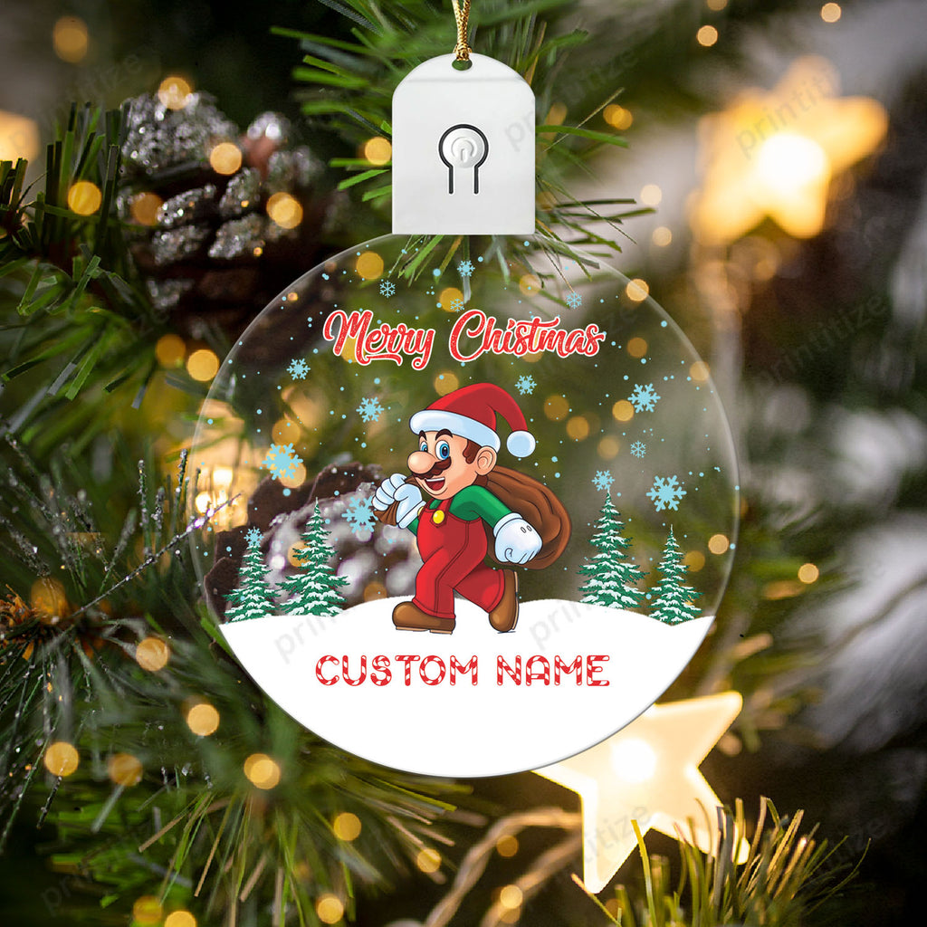 Personalized Custom Name Super Mario Christmas Led Acrylic Ornament