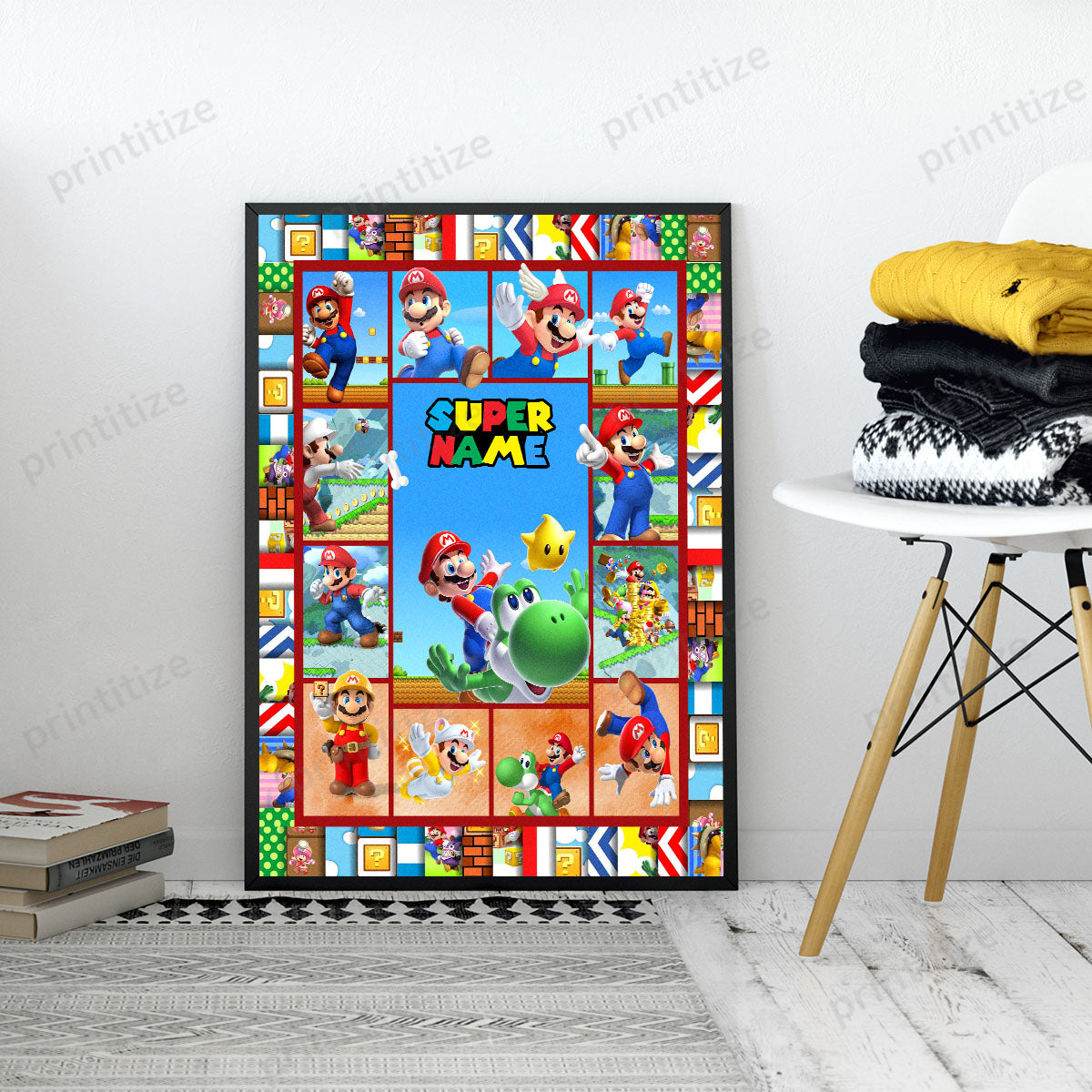 Personalized Custom Name Super Mario Portrait Poster