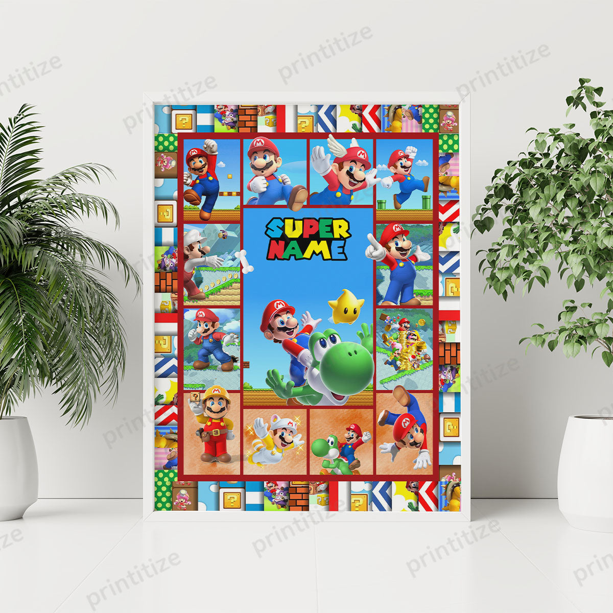Personalized Custom Name Super Mario Portrait Poster