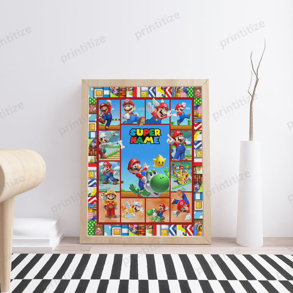 Personalized Custom Name Super Mario Portrait Poster