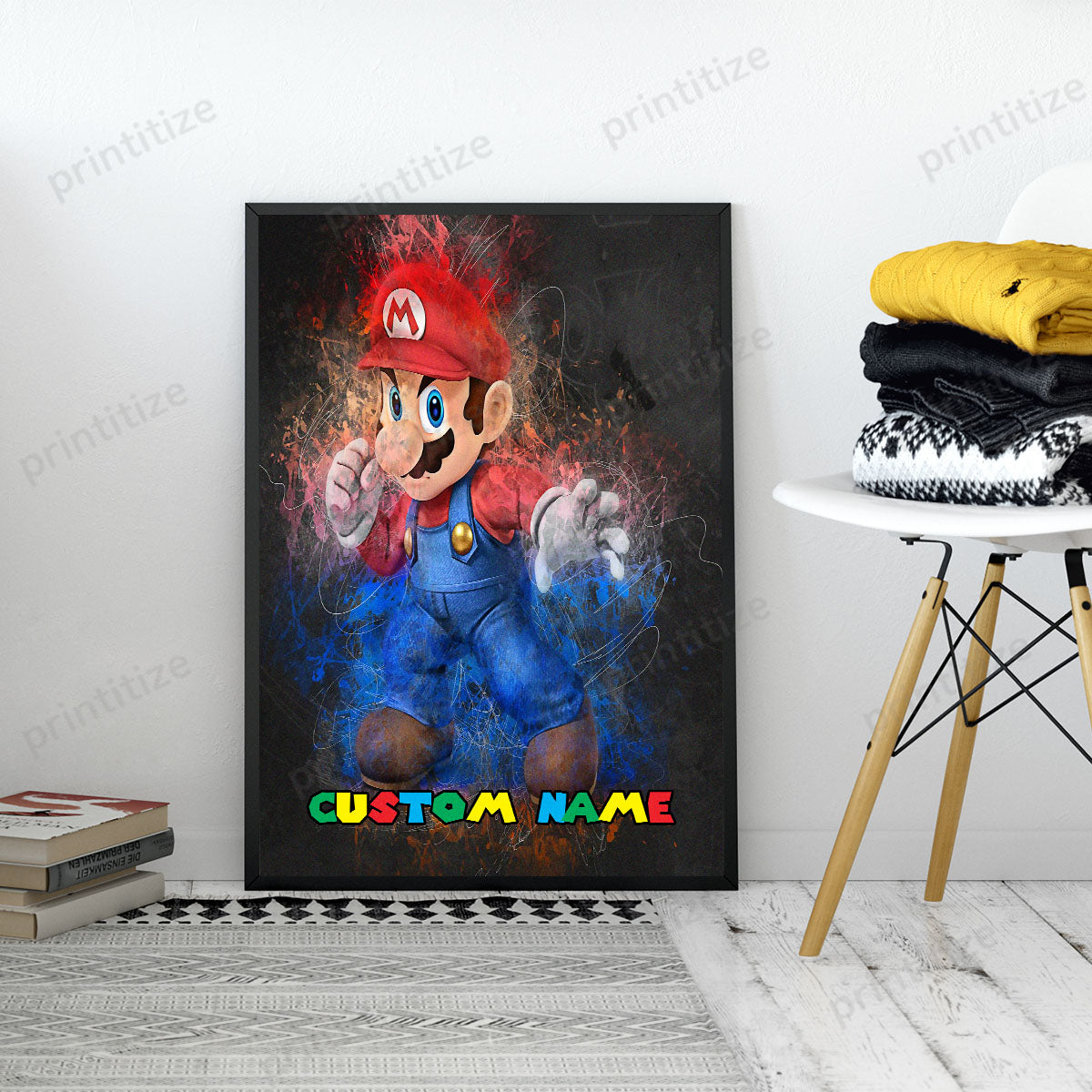 Personalized Custom Name Super Mario Bross Portrait Poster