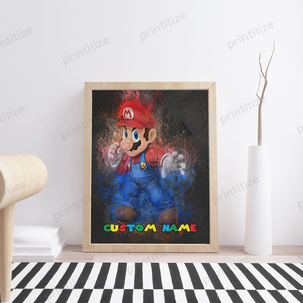 Personalized Custom Name Super Mario Bross Portrait Poster