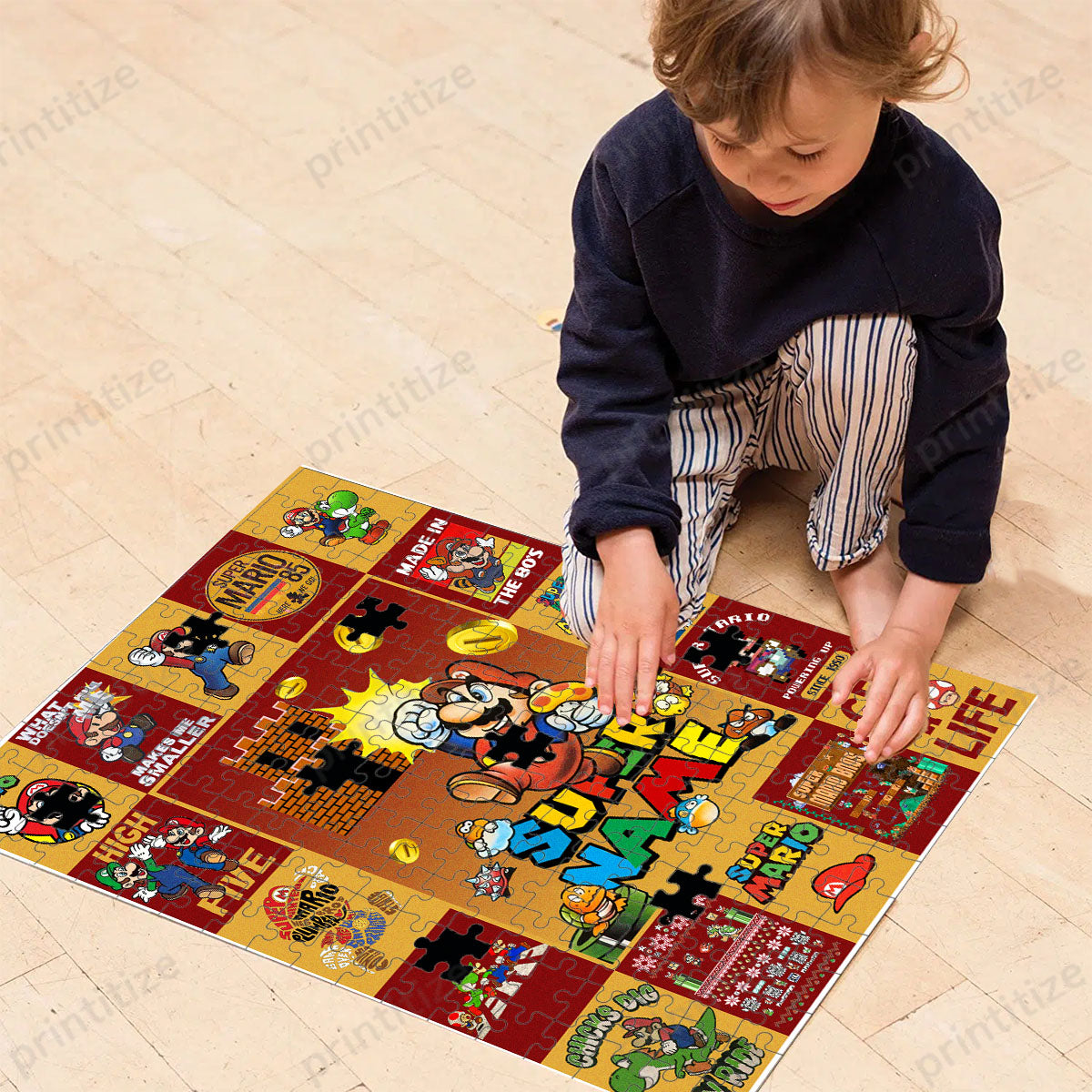 Personalized Custom Name Super Mario Gaming Puzzle