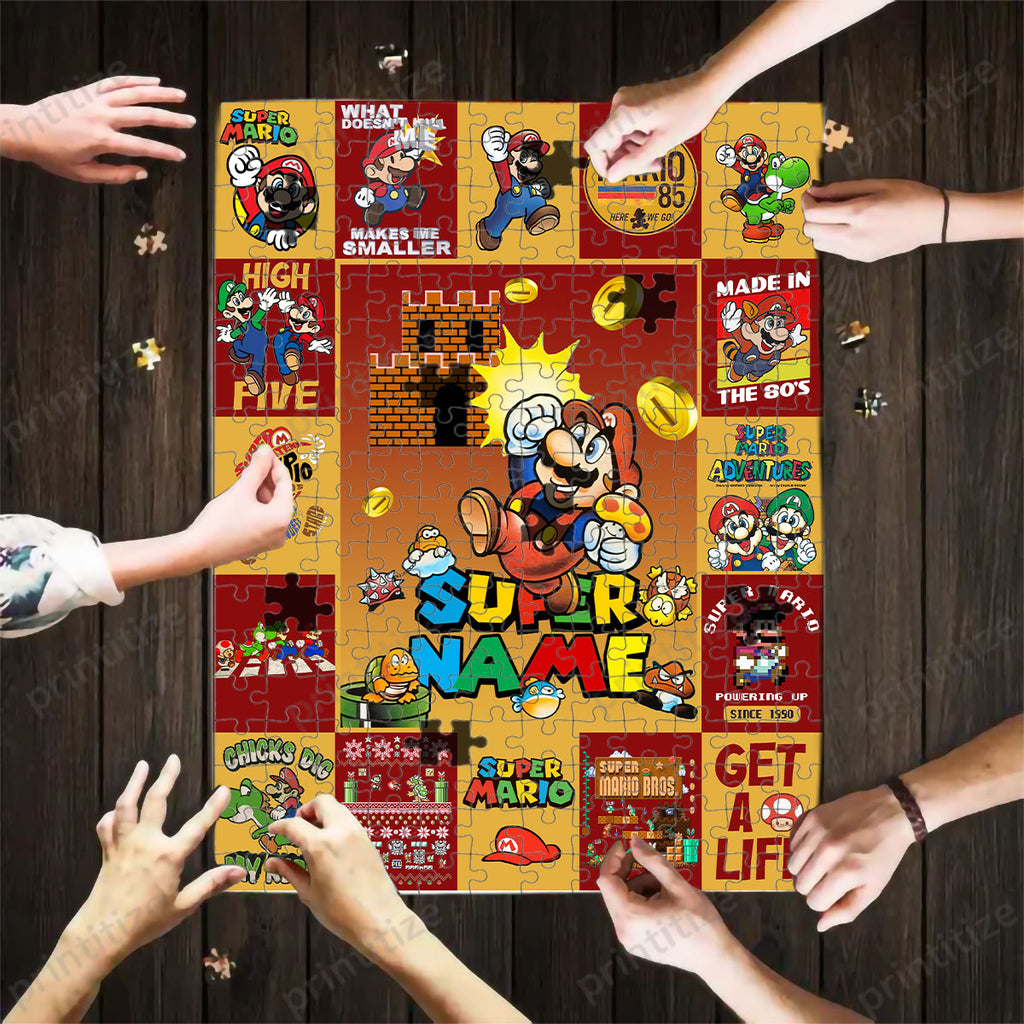 Personalized Custom Name Super Mario Gaming Puzzle