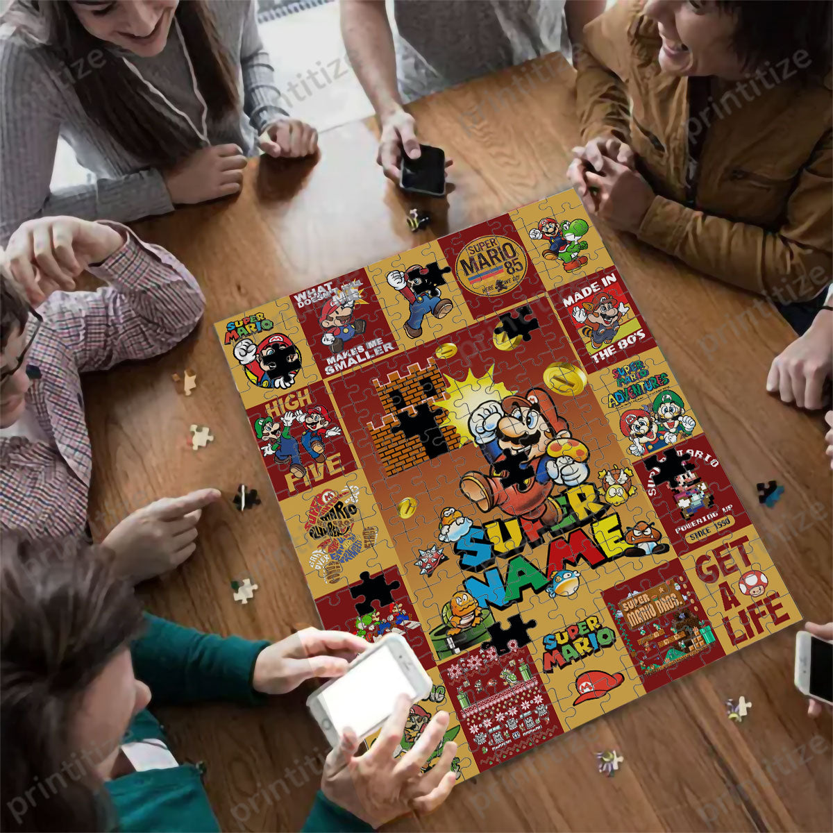 Personalized Custom Name Super Mario Gaming Puzzle