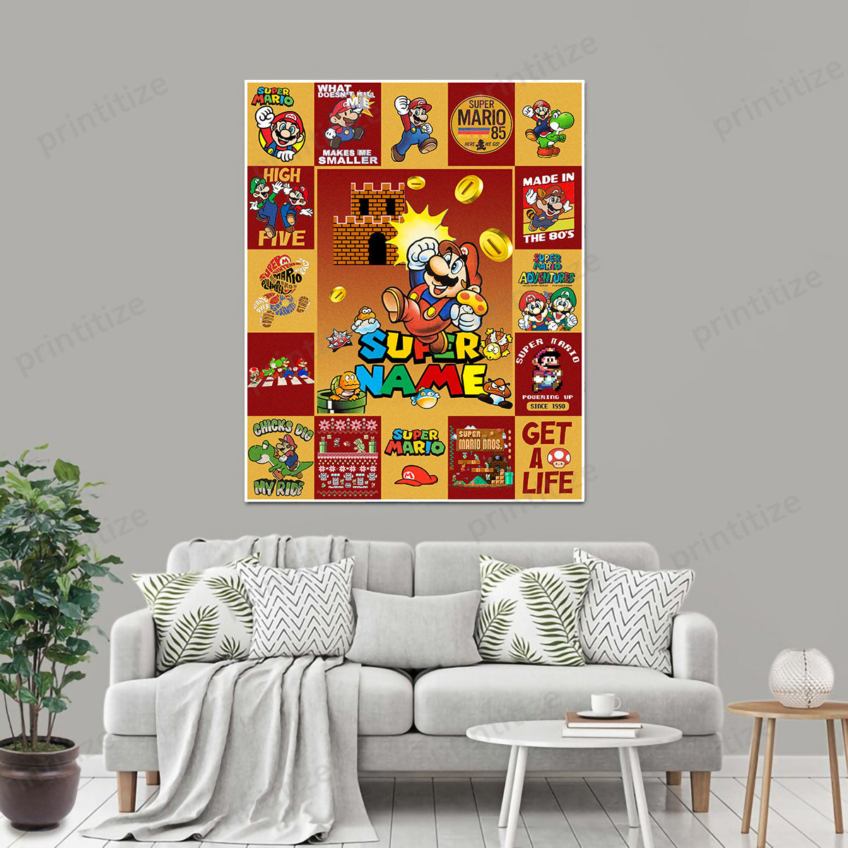 Personalized Custom Name Super Mario Gaming Portrait Canvas